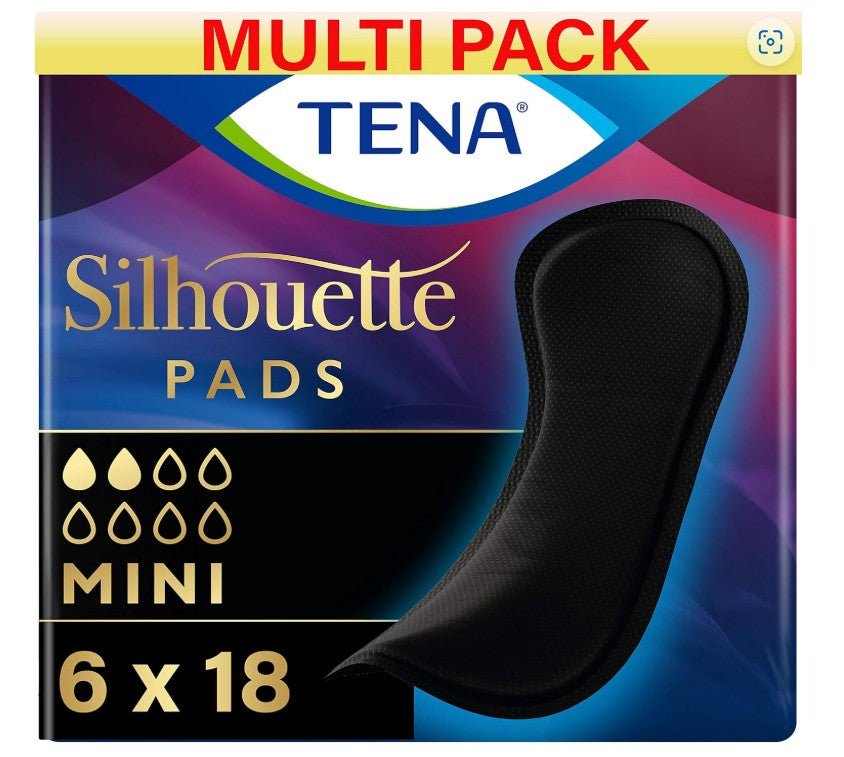 TENA Silhouette Noir Mini Panty liner black 6 Pack of 18 - Afanaya